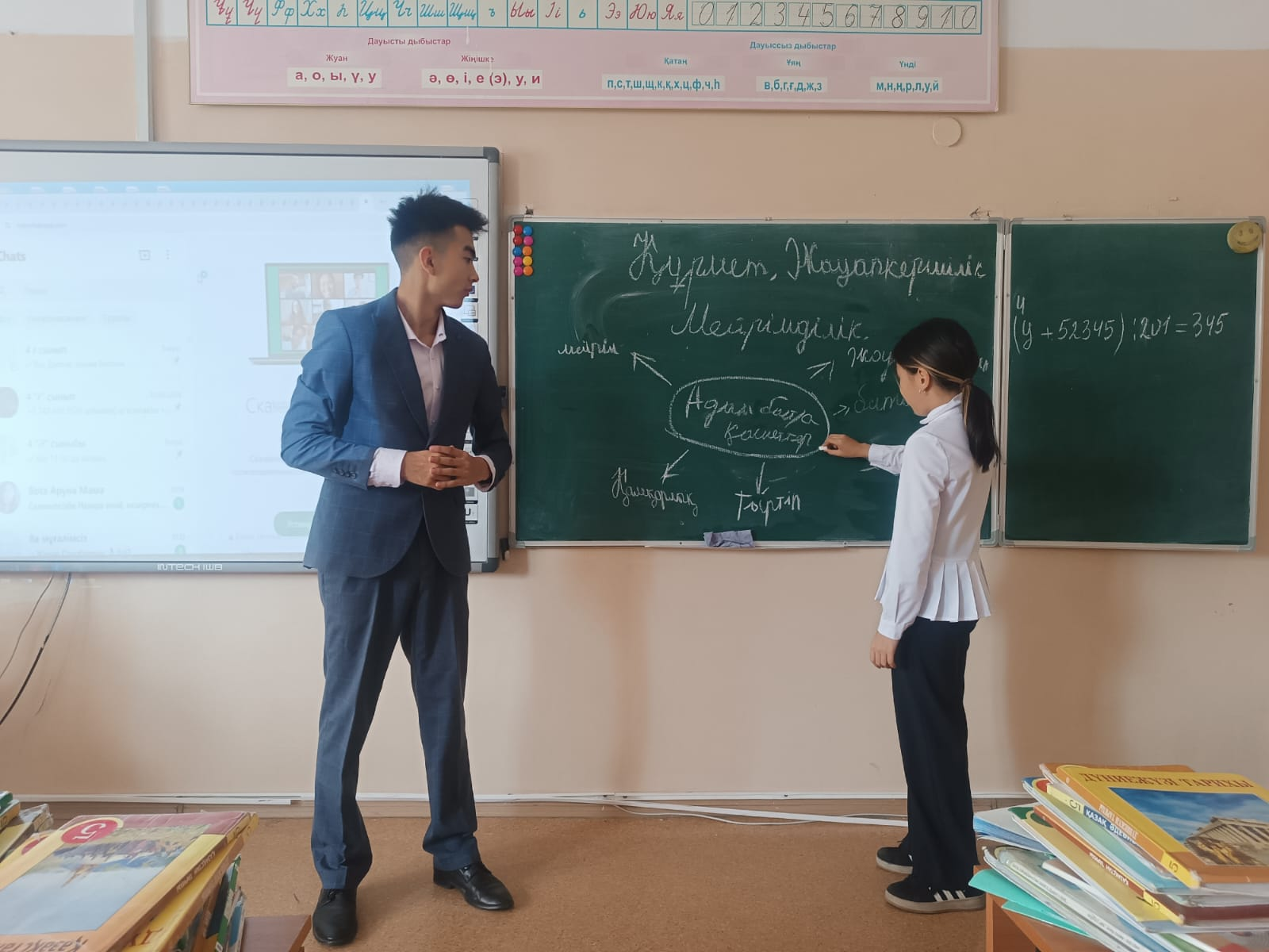 Классный час был организован учениками 4 «ғ» класса гимназии с театрализованным представлением, пропагандирующим совесть, честь, ответственность, спра